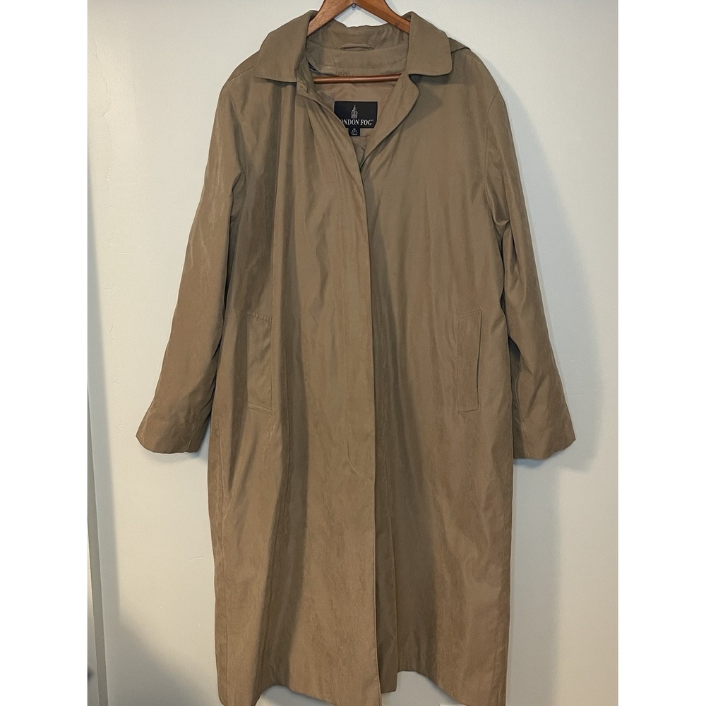 London Fog Woman's Trench Coat Khaki Tan Zip-Out Liner‎ Classic Size 14